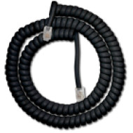 Telefon kézibeszélő zsinór 3,6m fekete Szerelt. rugós, spirális kábel, 3.6 m, fekete, 4P4C csatlakozó dugók.