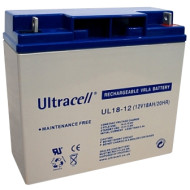 ULTRACELL 12V 18 Ah 12V, 18Ah, zselés, ólom akkumulátor, gondozásmentes, 181.5x77x167.5mm, 5.32kg.