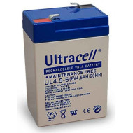 ULTRACELL 6V 4,5 Ah 6V, 4.5Ah, zselés, ólom akkumulátor, gondozásmentes, 70x47x105mm, 0.75kg.