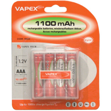 VAPEX 4VTE1100AAA 4db AAA méretű, NiMH mini ceruza akkumulátor, 1.2V, 1100mAh, akkutartó.