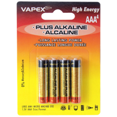 VAPEX AAA PLUS Alkaline 4 db 4 db AAA méretű, mikroceruza, tartóselem, 1,5V.