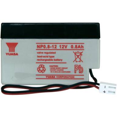 YUASA 12V 0,8Ah 12V, 0.8Ah, zsel&eacute;s, &oacute;lom akkumul&aacute;tor, gondoz&aacute;smentes, 96x25x61.5mm, 0.35kg.