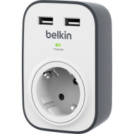 Belkin BSV103vf 1 csatlakozós túlfeszültségvédő és 2,4A USB töltő