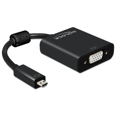 DELOCK Átalakító HDMI-micro D male to VGA female audió funkcióval, fekete