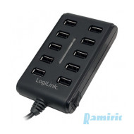 LogiLink UA0125 USB 2.0 10 portos hub, ki/be kapcsolóval