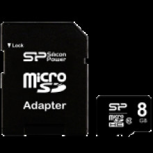 SILICON POWER Micro SDHC Card 8GB (Class 10) with SD Adapter SP008GBSTH010V10-SP