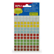 APLI Etikett, 8 mm kör, kézzel írható, színes, APLI, vegyes színek, 288 etikett/csomag