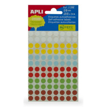 APLI Etikett, 8 mm kör, kézzel írható, színes, APLI, vegyes színek, 288 etikett/csomag