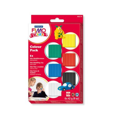 FIMO Gyurma készlet, 6x42 g, égethető, FIMO "Kids Color Pack", 6 alapszín