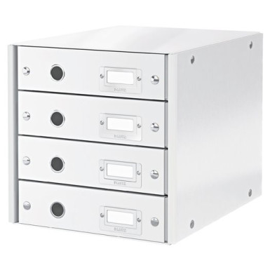 LEITZ Irattároló, laminált karton, 4 fiókos, LEITZ "Click&Store", fehér