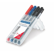 STAEDTLER Alkoholmentes marker készlet, OHP, 0,6 mm, STAEDTLER "Lumocolor 316 F", 4 különböző szín