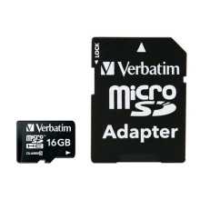 VERBATIM Memóriakártya, Micro SDHC, 16GB, Class 10, adaterrel, VERBATIM