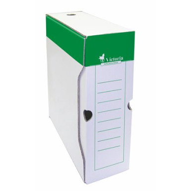 VICTORIA Archiváló doboz, A4, 100 mm, karton, VICTORIA, zöld-fehér