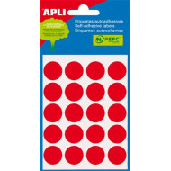 APLI Etikett, 19 mm kör, kézzel írható, színes, APLI, piros, 100 etikett/csomag
