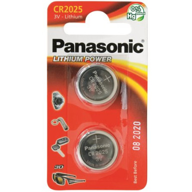 PANASONIC Gombelem, CR2025, 2 db, PANASONIC