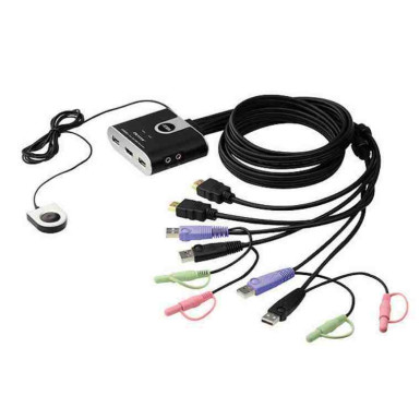 Elosztó KVM  2PC USB ATEN HDMI+audio+kábelek CS692