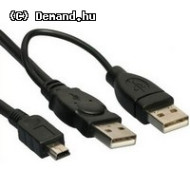 USB 2.0 Y kábel - 2x USB AM + 1x miniUSB 5pin Goobay 93587 