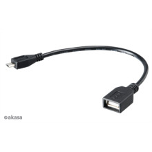 Akasa microUSB apa - USB Type-A anya OTG kábel - 15cm -  AK-CBUB25-15BK