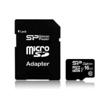 SILICON POWER 16GB Micro Secure Digital Card + SD adapter CL10