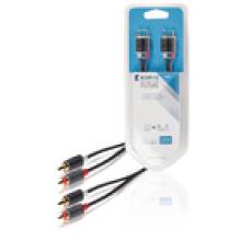 K&ouml;nig Sztere&oacute; audiok&aacute;bel 2 db RCA-dugasszal - 2 db dugasszal, 2,00 m-es, sz&uuml;rke