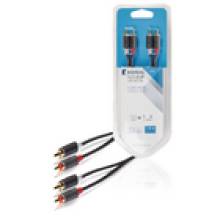 K&ouml;nig Sztere&oacute; audiok&aacute;bel 2 db RCA-dugasszal - 2 db dugasszal, 1,00 m-es, sz&uuml;rke