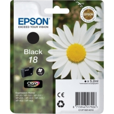 EPSON - SUPPLIES INK CONS.(S1 S2 S8 CLARIA HOME INK BLACK 18        C13T18014010