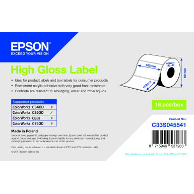 EPSON - POS SD LABEL CONSUMABLES U4 HIGH GLOSS LABEL - DIE-CUT      C33S045541
