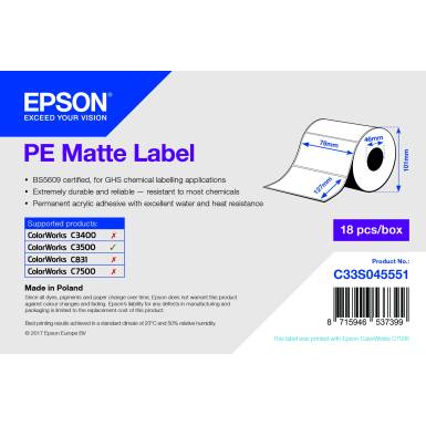 EPSON - POS SD LABEL CONSUMABLES U4 PE MATTE LABEL - DIE-CUT C33S045551 EPSON - POS SD LABEL CONSUMABLES U4 PE MATTE LABEL - DIE-CUT C33S045551
