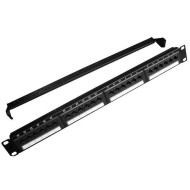 Gembird 19'' patch panel 24 port 1U cat.5e with rear cable management, black NPP-C524CM-001