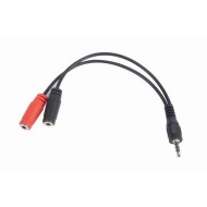 Gembird Adapter Stereo Mini Jack (M) 4-pin - 2x Mini Jack (F), 20cm, black CCA-417