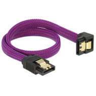 Delock SATA cable 6 Gb/s 30 cm down / straight metal purple Premium 83695
