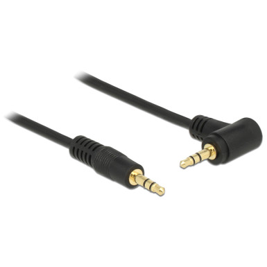 Delock Stereo Jack Cable 3.5 mm 3 pin male  male angled 0.5 m black 83752