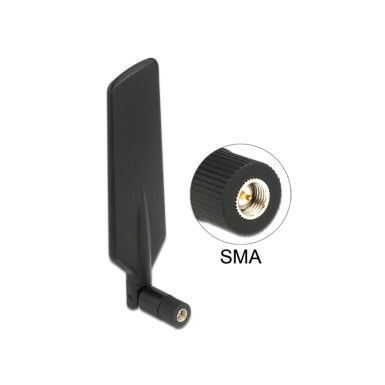 Delock LTE Antenna SMA 0.5 ~ 3 dBi Omnidirectional Rotatable With Flexible Joint Black 88978