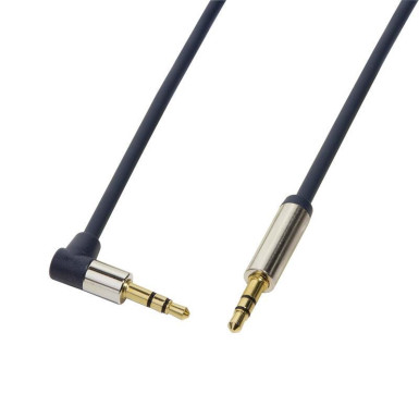 LogiLink Audio Cable 3.5 Stereo M/M 90° angled, 1.00 m, blue CA11100