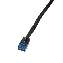 LogiLink CAT5e UTP Flat Patch Cable, AWG 30, blue colour RJ45 short plug, black, 7,5M CP0138B