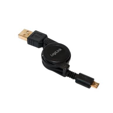 LogiLink USB Micro-B apa - USB A apa felcsévélhető kábel CU0090 LogiLink USB Micro-B apa - USB A apa felcsévélhető kábel CU0090