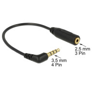 Delock Audio Cable Stereo jack 3.5 mm 4 pin male  Stereo jack 2.5 mm 3 pin female angled 65673