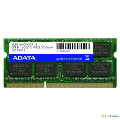 Adata 4GB 1600MHz DDR3L CL11 SODIMM, 1.35V ADDS1600W4G11-S
