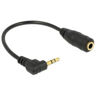 Delock audio sztereó kábel, 2.5 mm hajlított apa  3.5 mm anya 3 pin, 14 cm 65397