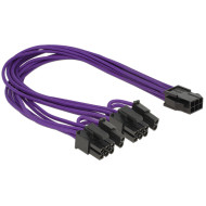 Delock Power Cable PCI Express 6 pin female  2 x 8 pin male textile shielding purple 83704