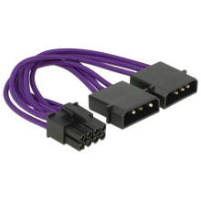 Delock Power Cable PCI Express 8 pin male  2 x 4 pin male textile shielding purple 83705