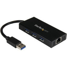 STARTECH PORTABLE USB 3.0 HUB W/ GBE     ST3300GU3B