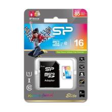 Silicon Power Elite microSDHC UHS-1 16GB k&aacute;rtya adapterrel Sz&iacute;nes