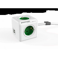 PowerCube Extended USB kompakt elosztó - zöld (1402GN/DEEUPC)