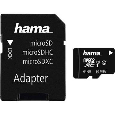 HAMA 64GB SD micro (SDXC Class 10 UHS-I) memória kártya adapterrel 124140 HAMA 64GB SD micro (SDXC Class 10 UHS-I) memória kártya adapterrel 124140