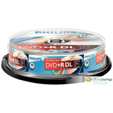 Philips DVD+R 8.5GB 8X Doublelayer DVD lemez hengeres 10db/cs