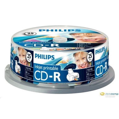 Philips CD-RW 80'/700MB újraírható lemez nyomtatható hengeres 25db/cs