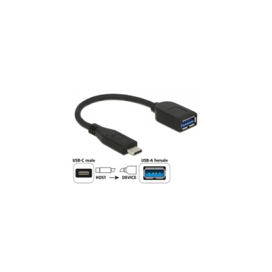 DELOCK Adapter USB (USB 3.1 Gen 2) USB Type-C   USB Type-A (10 cm, koaxiális, fekete, prémium)