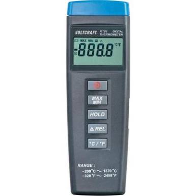 1 csatorn&aacute;s digit&aacute;lis "K" t&iacute;pus&uacute; hőm&eacute;rő, -200 - +1370 &deg;C, Voltcraft K101