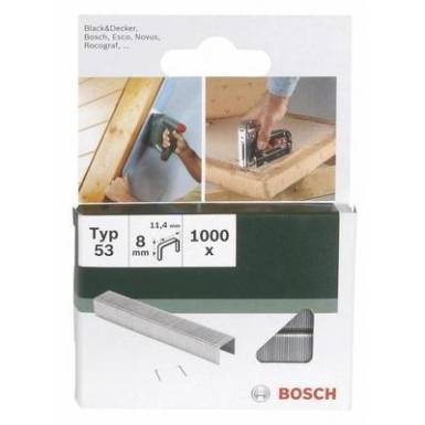 Kapocs 53-es típus 1000 db Bosch 2609255823 Kapocstípus 53 Méret (H x Sz) 14 mm x 11.4 mm Kapocs 53-es típus 1000 db Bosch 2609255823 Kapocstípus 53 Méret (H x Sz) 14 mm x 11.4 mm